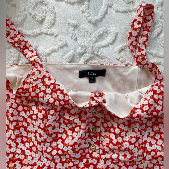 Lulu’s Darling Daisies Red Floral Print Midi Dress - Picture 2 of 3